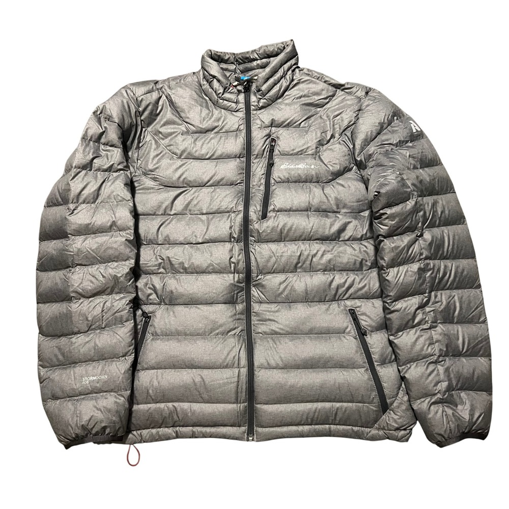 Eddie Bauer First Ascent StormDown 800 Puffer Jacket Mens Large Gray Heather Zip